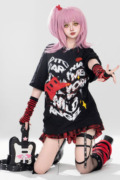 Punk Loose Short Sleeve Top Set