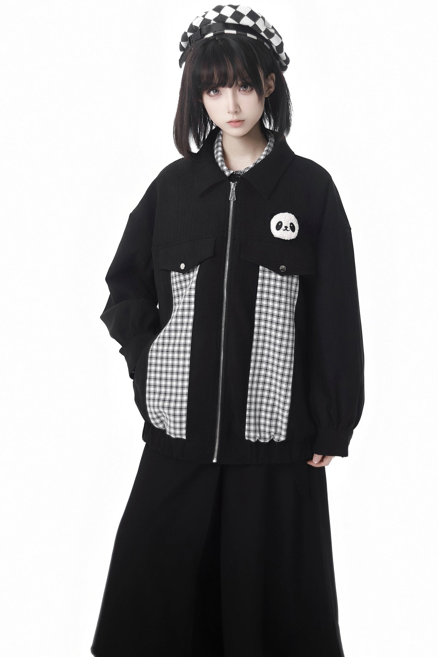Striped Fleece Jacket Pocket Trouser Set