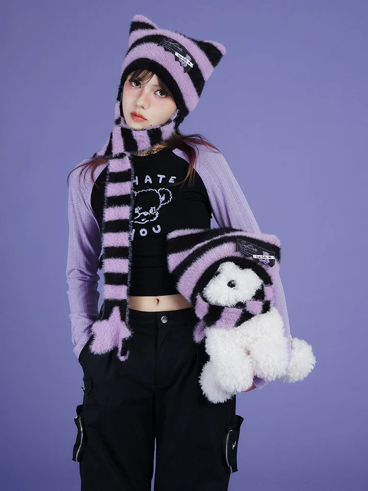 Striped Dark Cat Long Hat