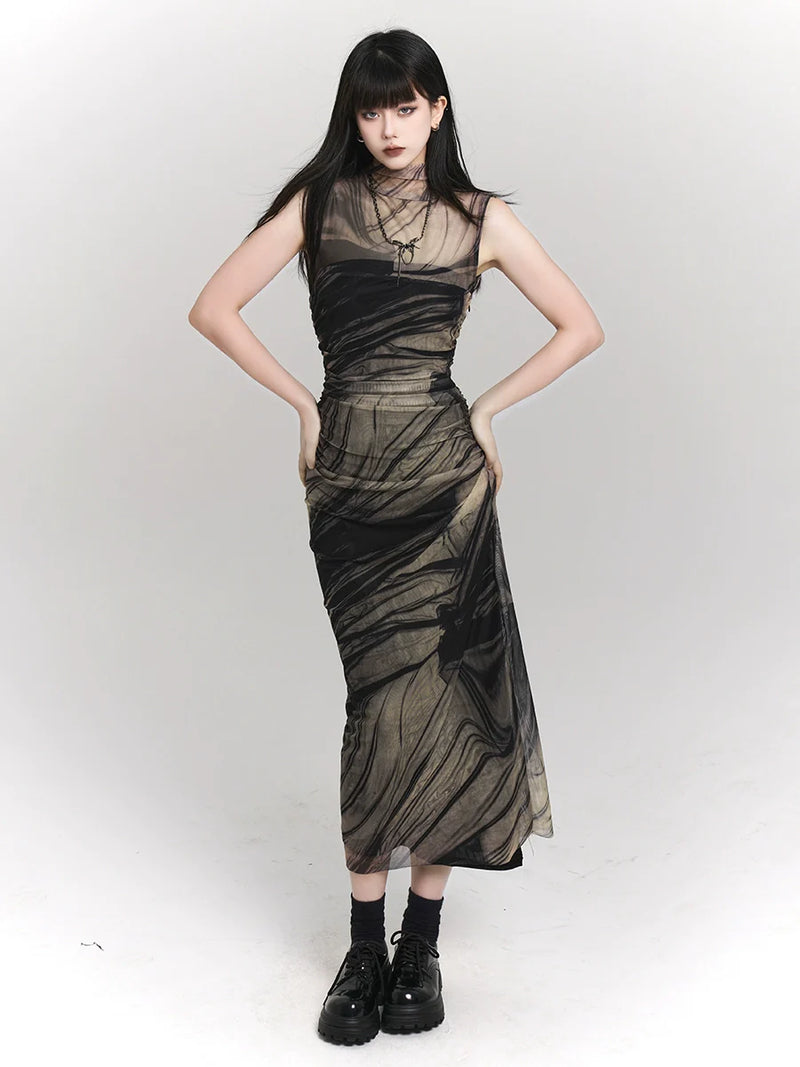 Ghost Girl Mode Summer Design Half Collar Dress