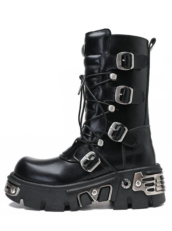 Retro Metal Punk Rock Platform Boots