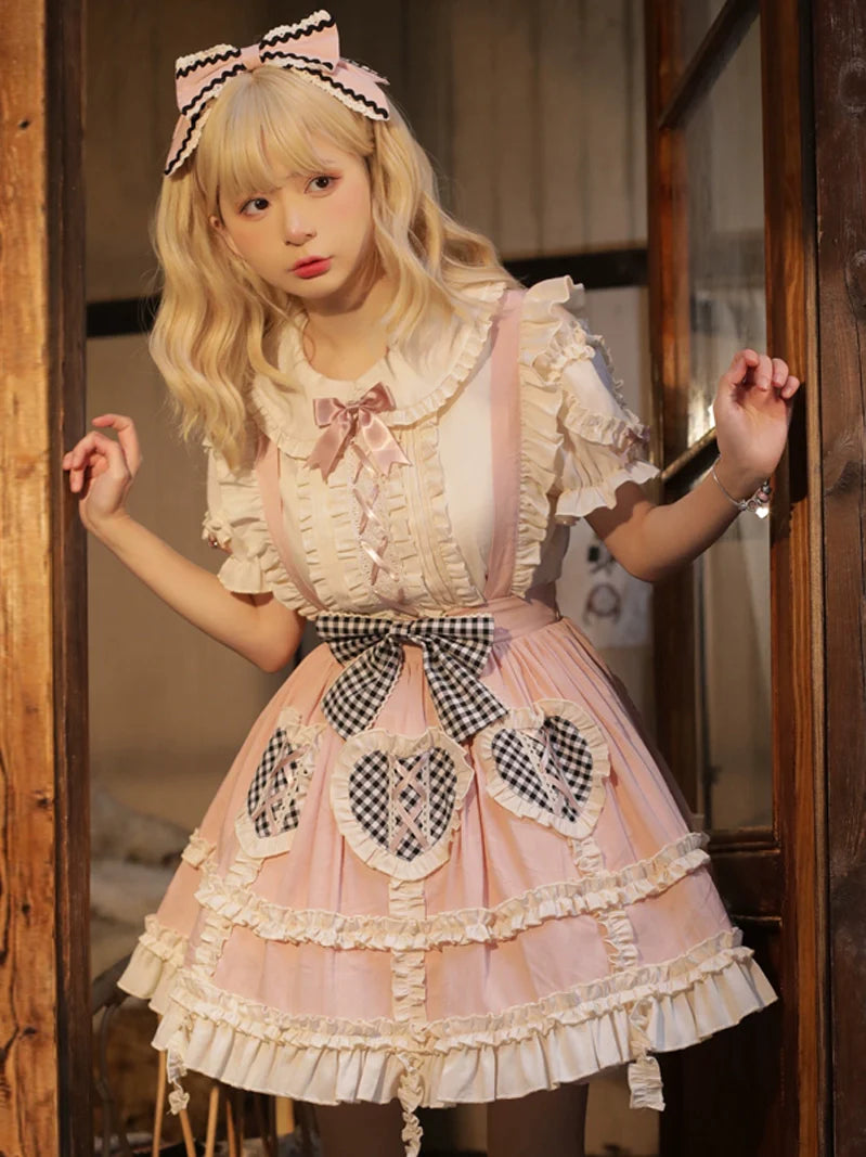 Sweet Lace-up Blouse + Lolita Skirt
