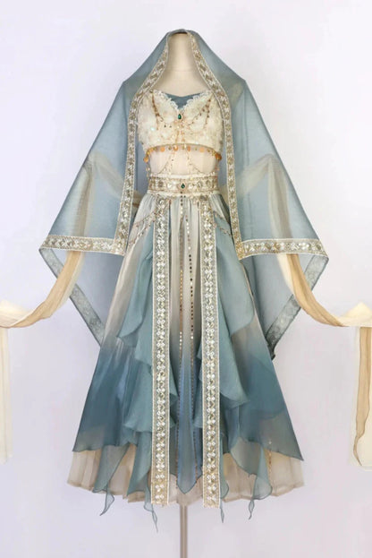 Arabian Night Chinese-style Exotic Top Skirt Veil Set