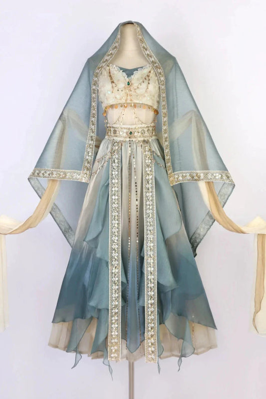 Arabian Night Chinese-style Exotic Top Skirt Veil Set