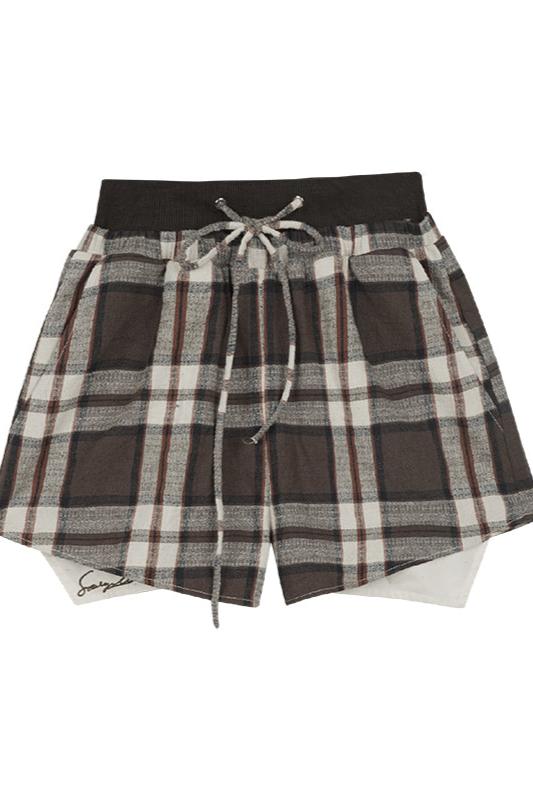 Brown Plaid Long Sleeve Set