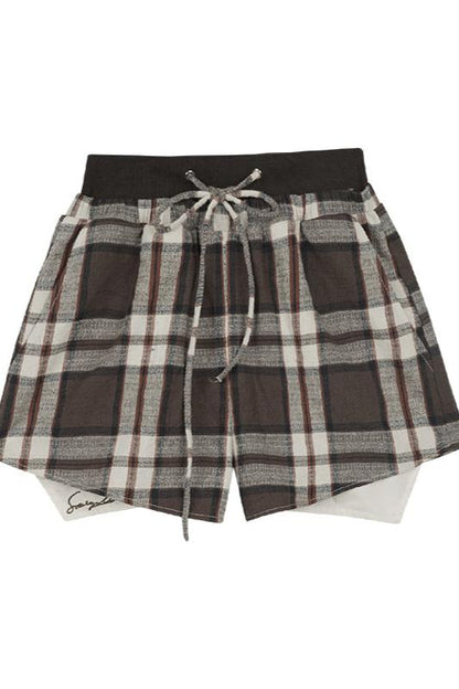 Brown Plaid Long Sleeve Set