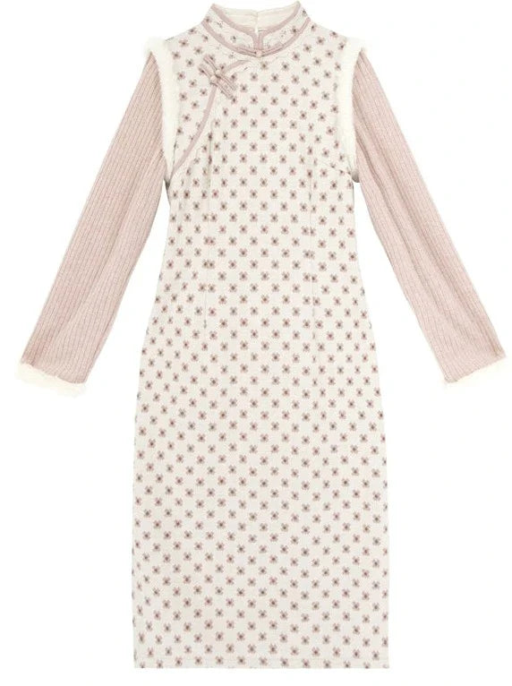 Pastel Sweet Retro Flower Chinese-style Dress