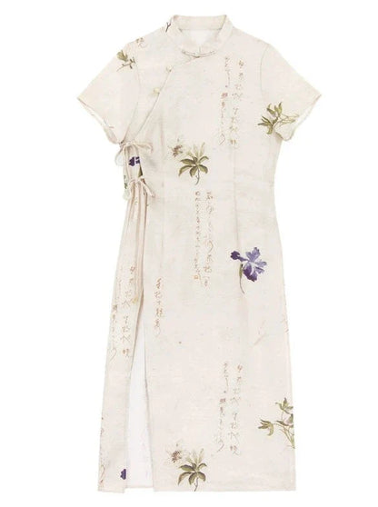Retro Cheongsam Dress + Wide Leg Pants