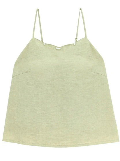 Summer Green Retro Chinese-style Top + Inner Camisole + Long Skirt
