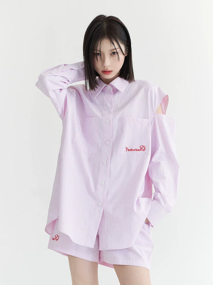 Slit Loose Accent Shirt + Shorts
