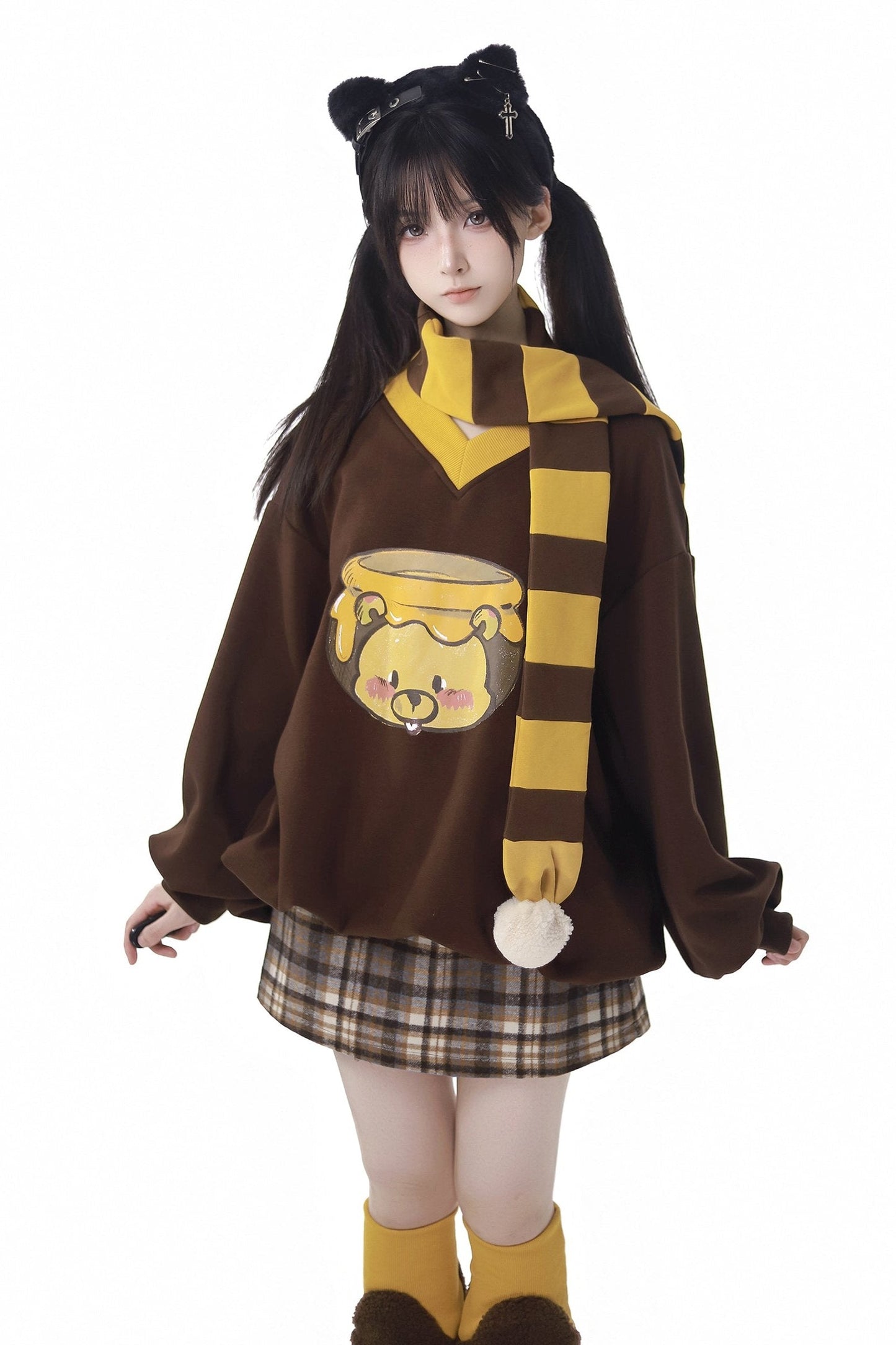 Simple Coffee Sweatshirt and Skirt Set
