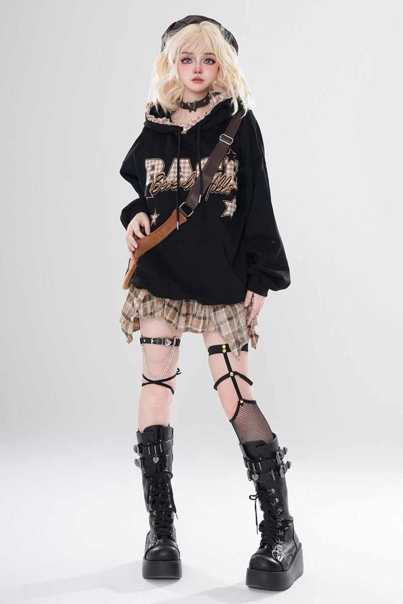 Retro Fleece Hooded Top Set