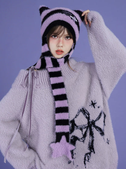 Striped Dark Cat Long Hat