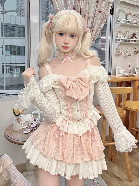 Cheese Sweet Berry Sweet Hot Girl Princess Milk Top + Tiered Skirt + Choker