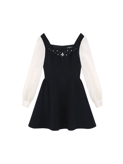 Black Two-piece Square Neck Dress