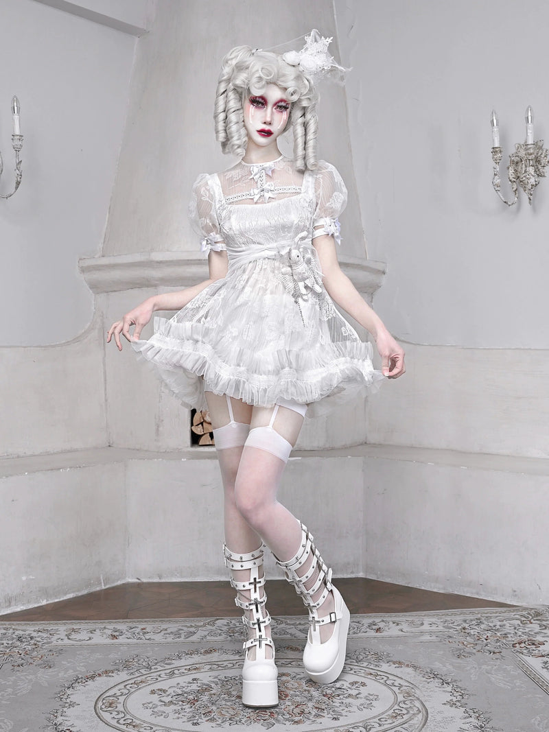 Pure White Lace Dress + Inner Pants