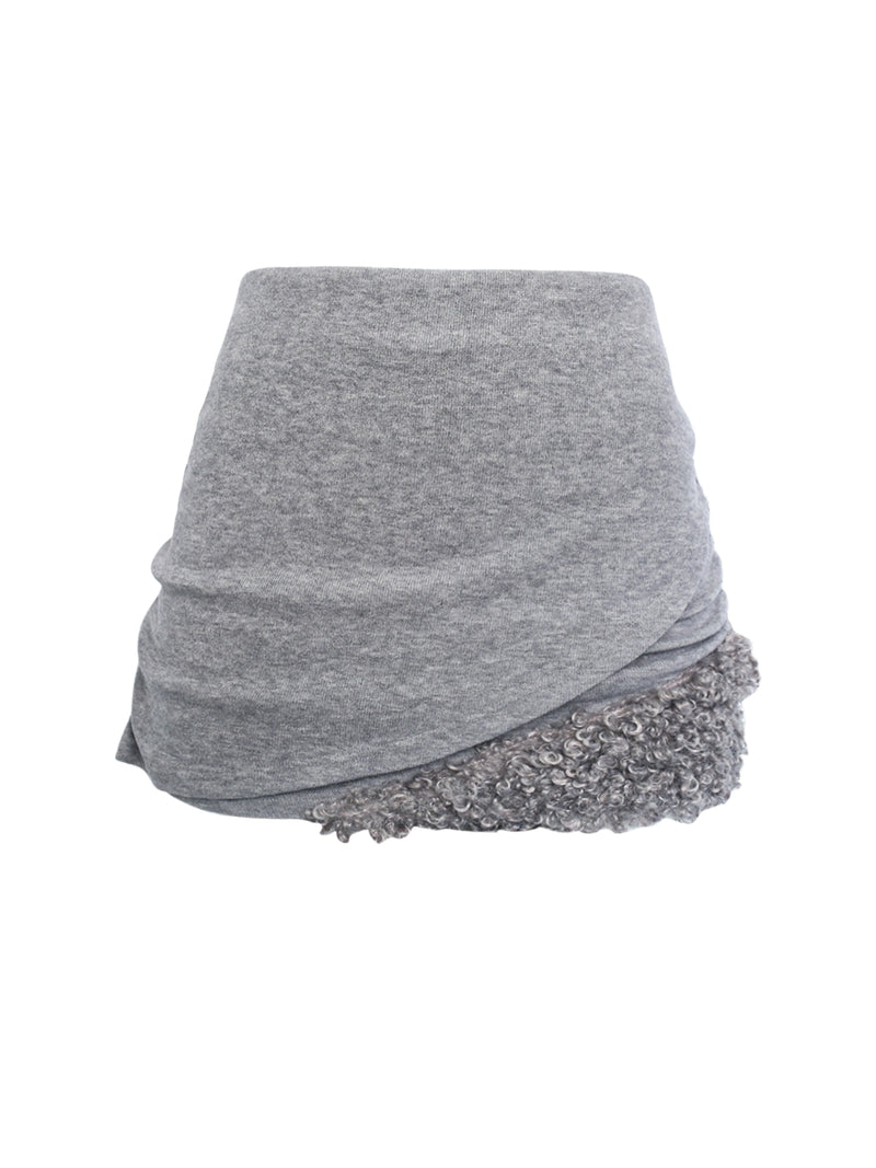 Autumn Gray Wool Top Skirt Set