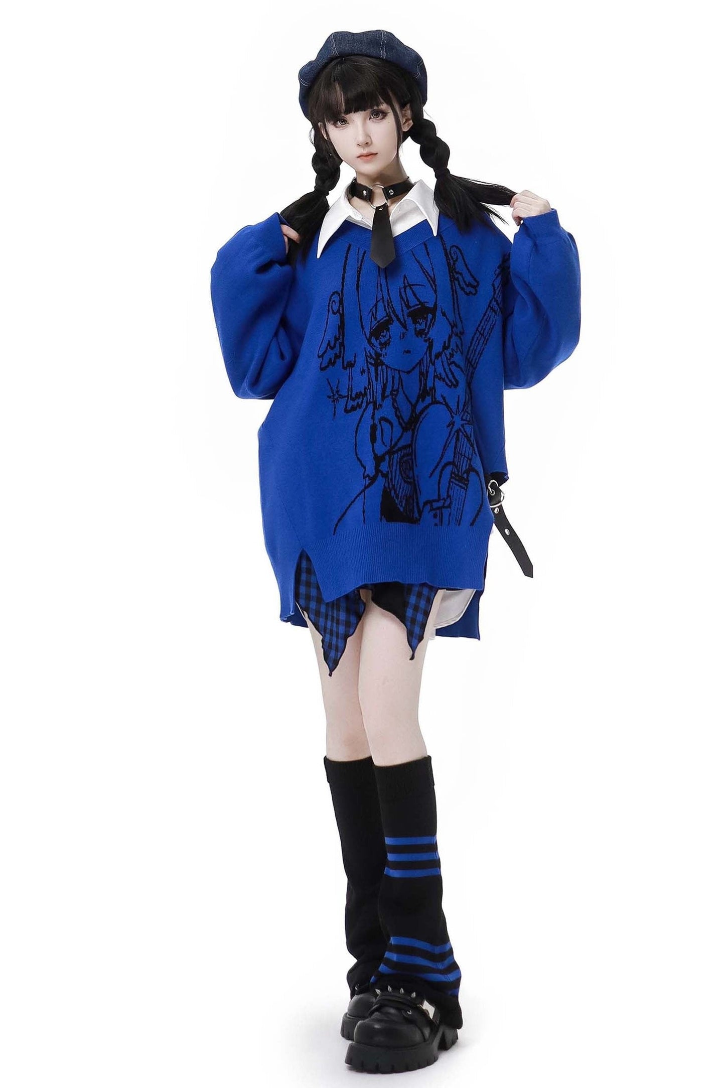Neck Knit Y2k Skirt Set