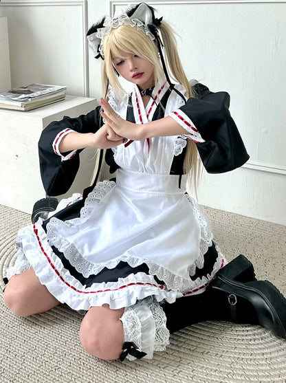 Monochrome Maid Ruffled Dress
