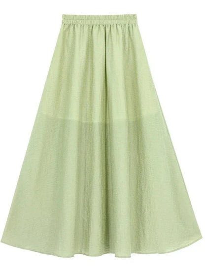 Summer Green Retro Chinese-style Top + Inner Camisole + Long Skirt