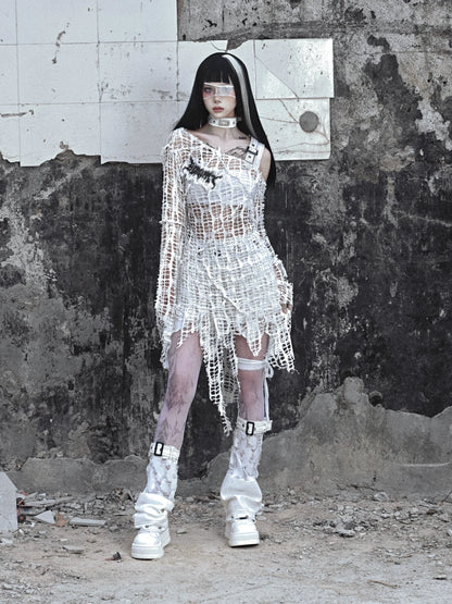 Distressed White Gothic Top