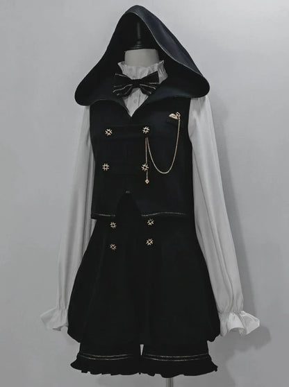 Dark Prince Hooded Cape + Rabbit Hooded Vest + Pumpkin Pants + Ruffle Shirt + Big Waist Ribbon [pre-order]