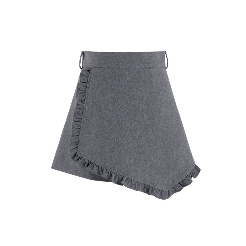 Gray Two-piece Short Coat Skirt Set
