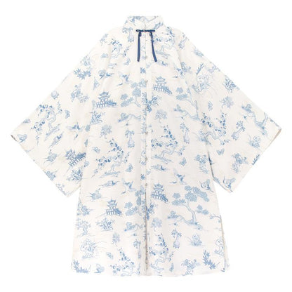 [pre-order] Blue and White Stand Up Collar Chinese-style Set