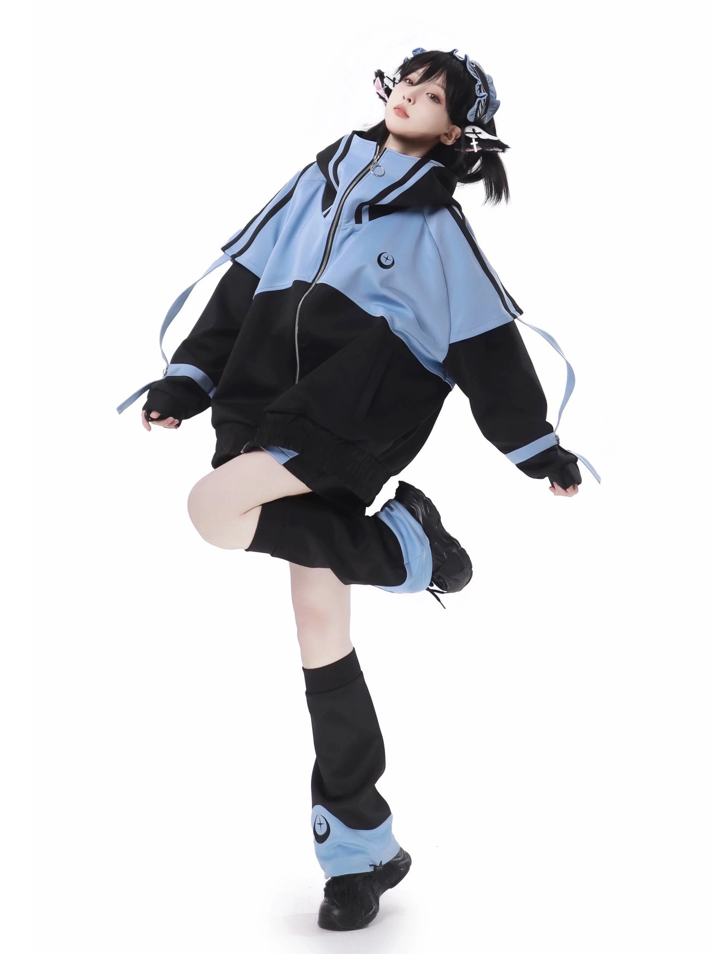 Sporty Subculture Dark Jacket + Shorts + Long Pants + Headband + Leg Warmers