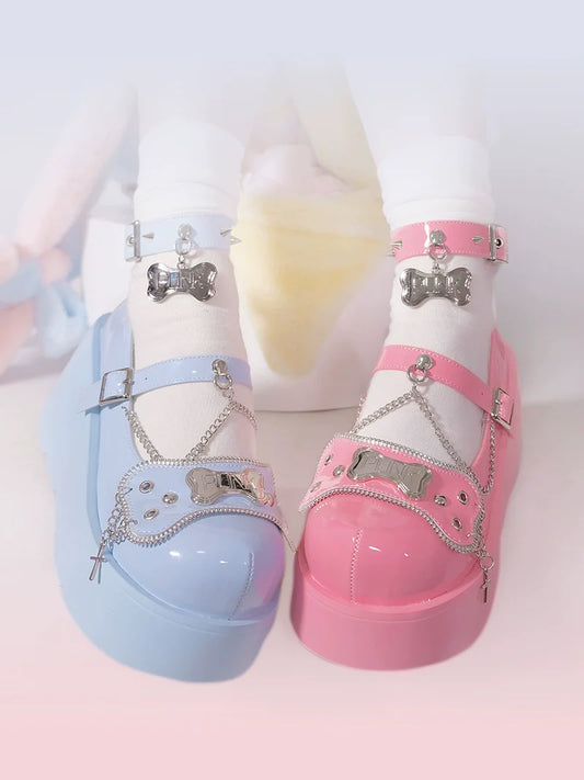Punk Rivet Bone Millennium Platform Shoes