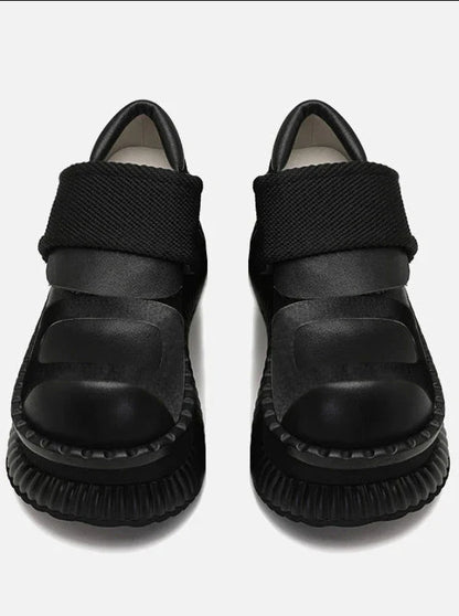 Leather Velcro Platform Shoes
