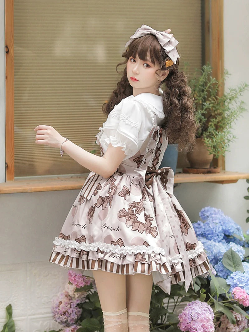 Puff Sleeve Shirt + Lolita Suspender Skirt