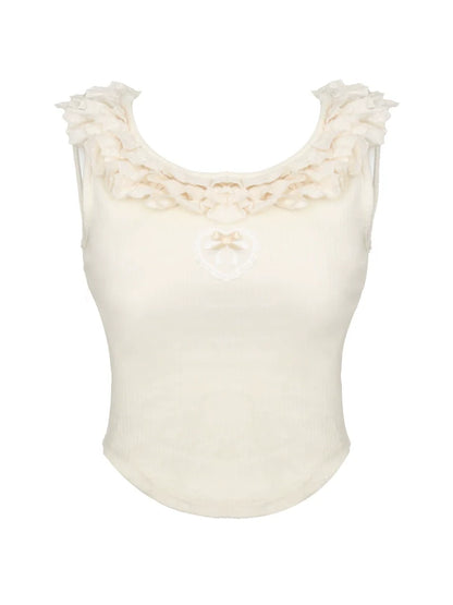 Caramel Ruffle Cardigan + Ruffle Neck Camisole + Pumpkin Pants