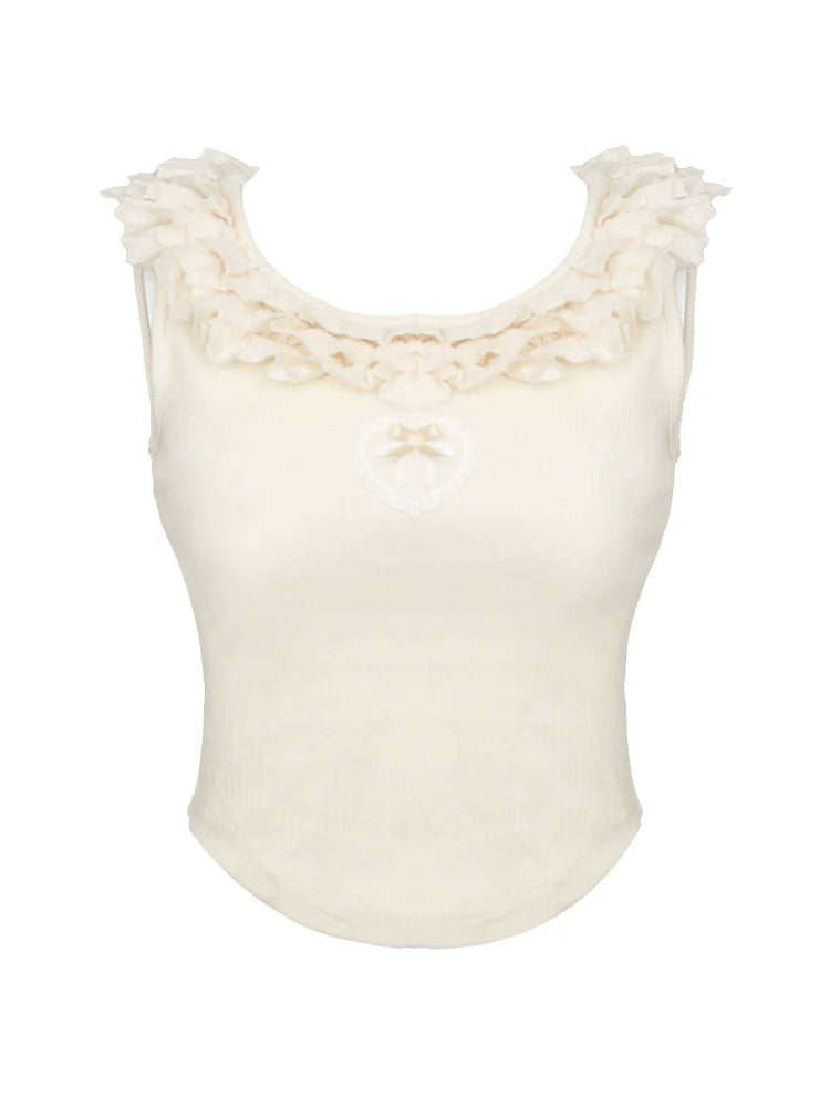 Caramel Ruffle Cardigan + Ruffle Neck Camisole + Pumpkin Pants