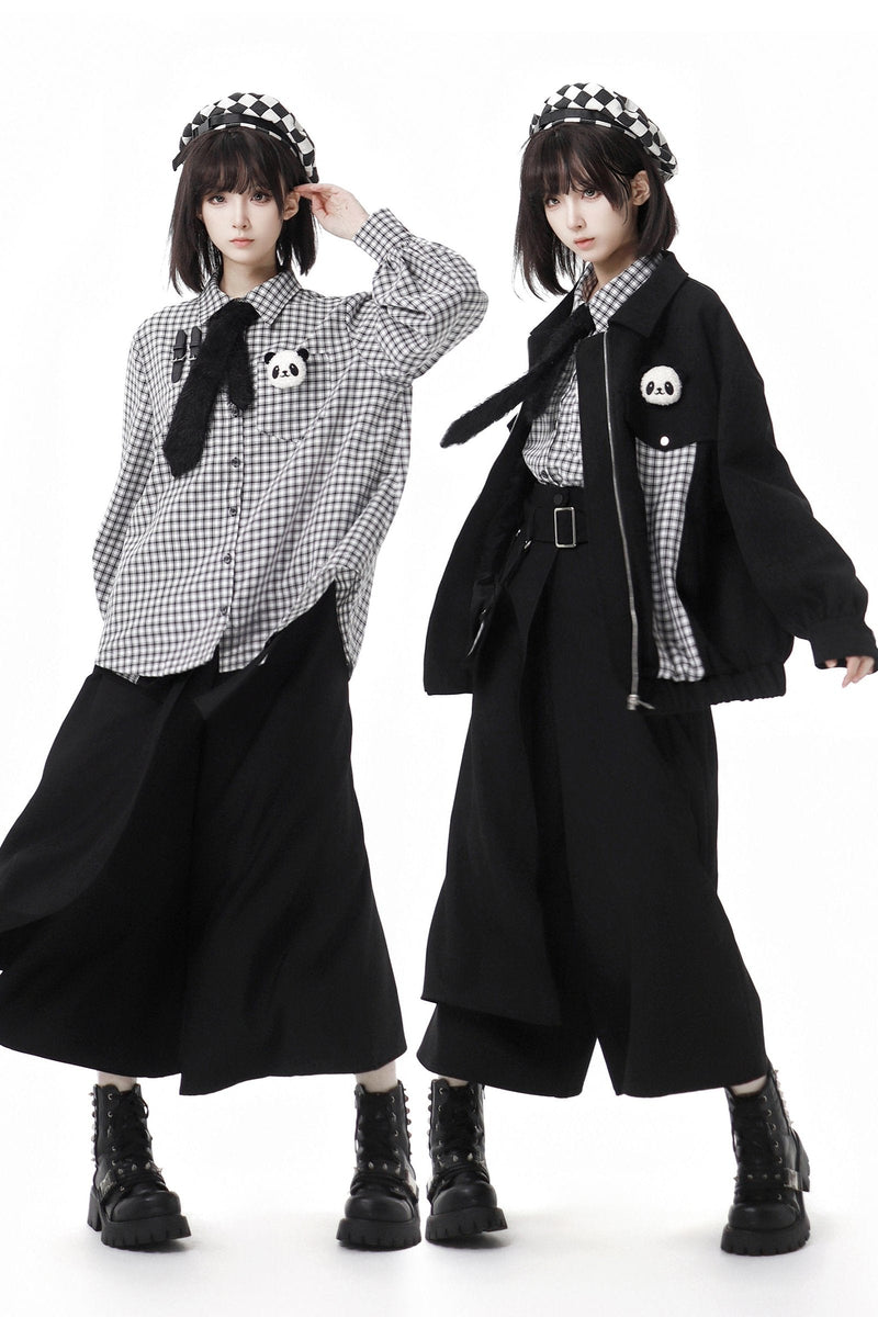 Striped Fleece Jacket Pocket Trouser Set