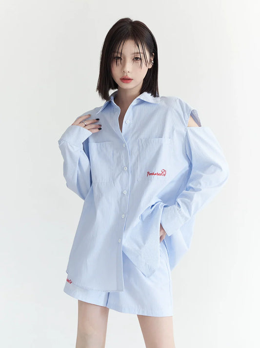 Slit Loose Accent Shirt + Shorts