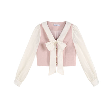 Pink Two-piece Jacket Skirt Set