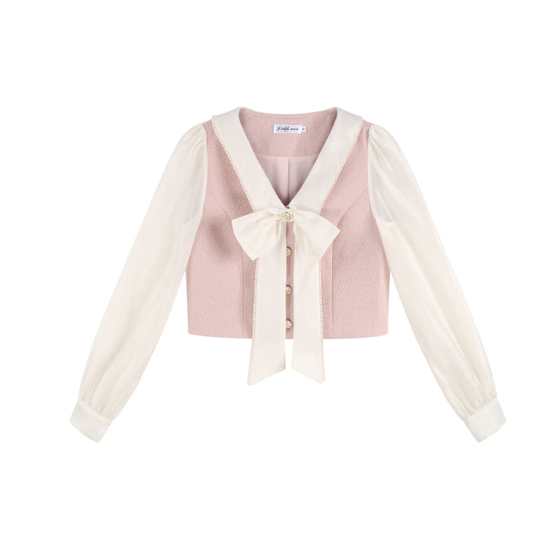 Pink Two-piece Jacket Skirt Set