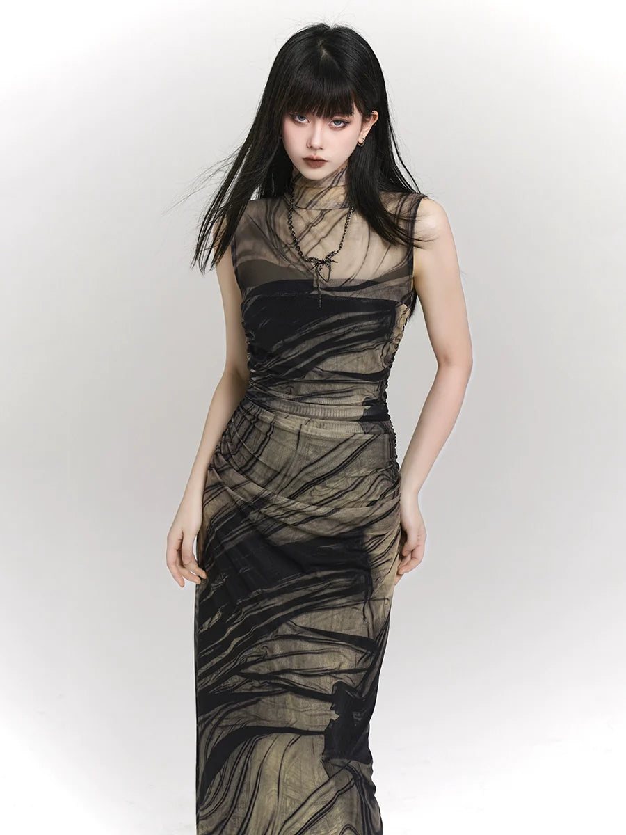 Ghost Girl Mode Summer Design Half Collar Dress
