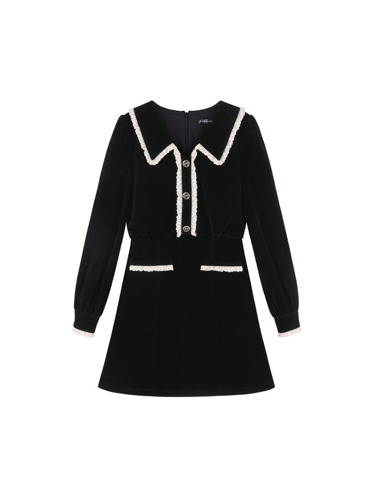 Black Velvet Doll Collar Dress