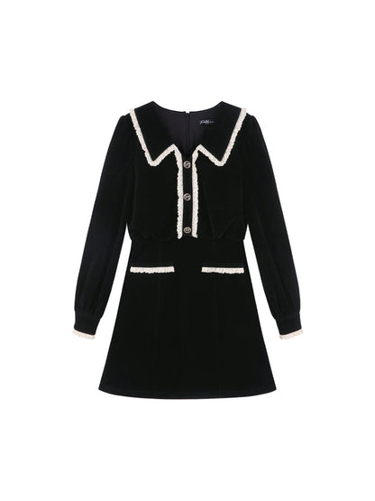 Black Velvet Doll Collar Dress