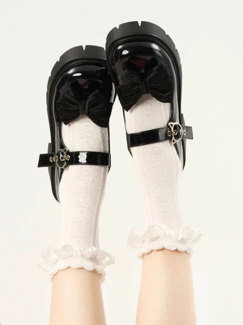 Mary Jane Cat Strap Platform Shoes + Ribbon