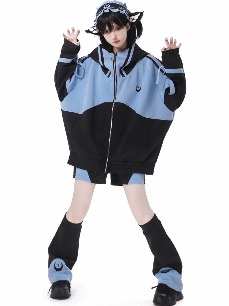Sporty Subculture Dark Jacket + Shorts + Long Pants + Headband + Leg Warmers