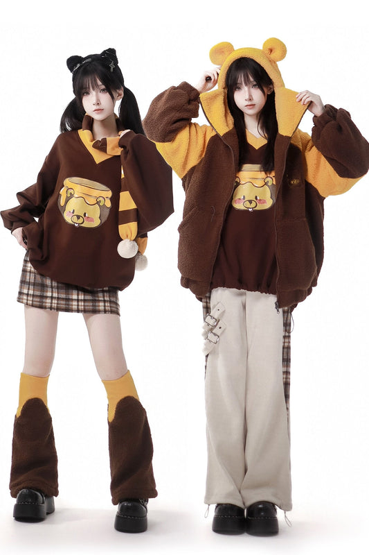 Simple Coffee Sweatshirt and Skirt Set