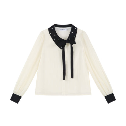 Korean Long Sleeve Cropped Shirt Set
