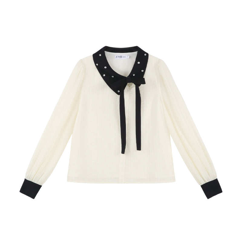 Korean Long Sleeve Cropped Shirt Set