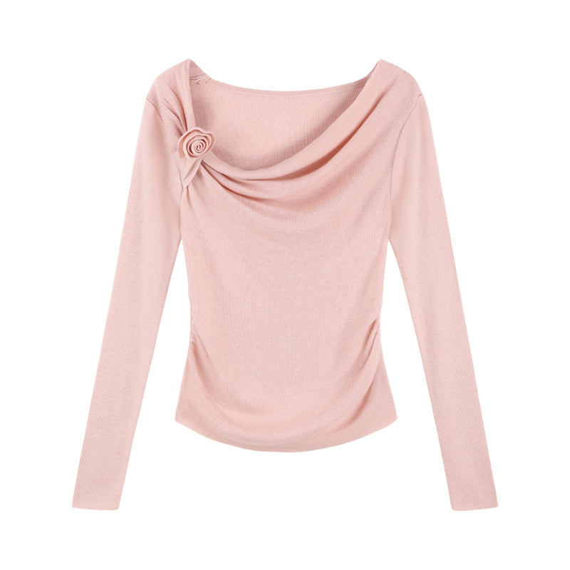 One Shoulder Color Knit Sweater Set
