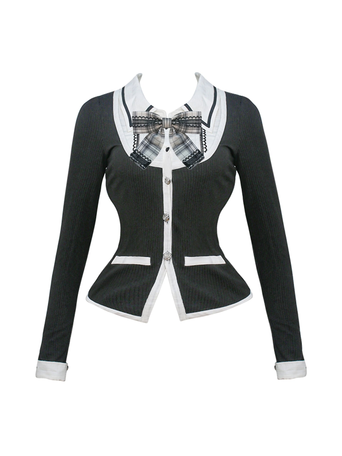 Black Knit Cardigan Tiered Skirt Set