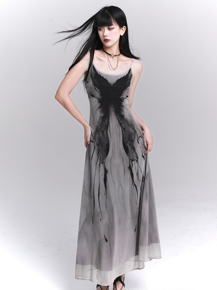 Ghost Girl Gray Suspender Dress