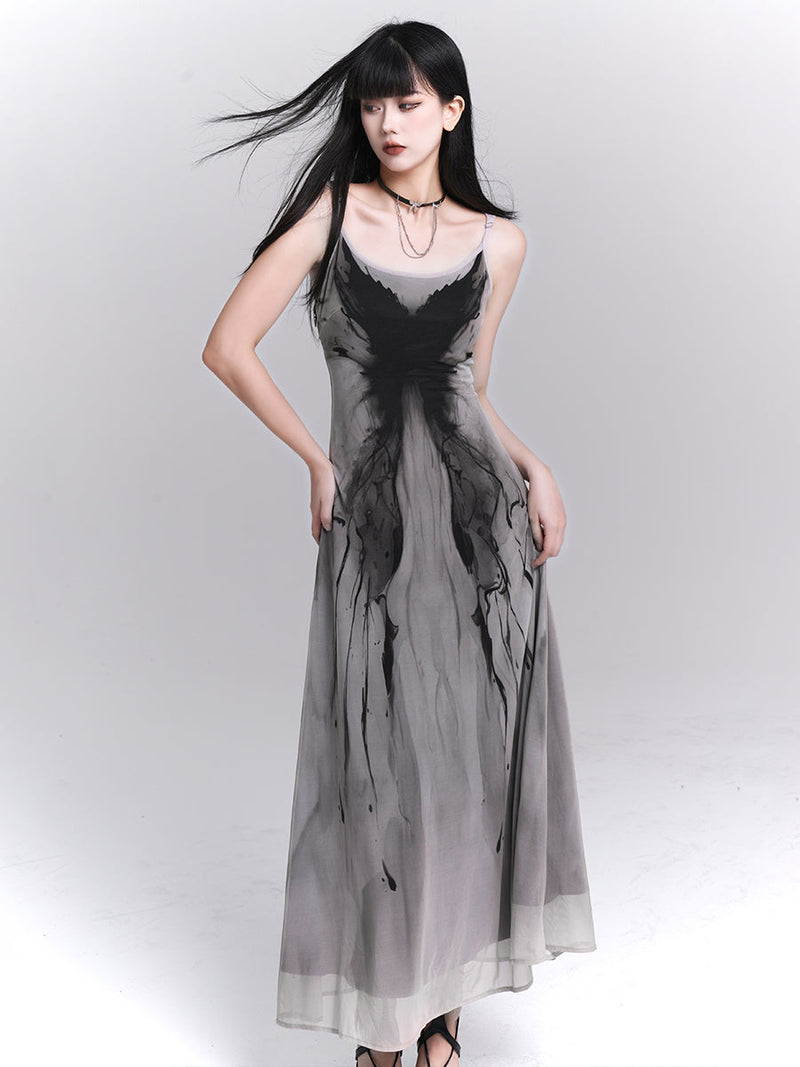 Ghost Girl Gray Suspender Dress